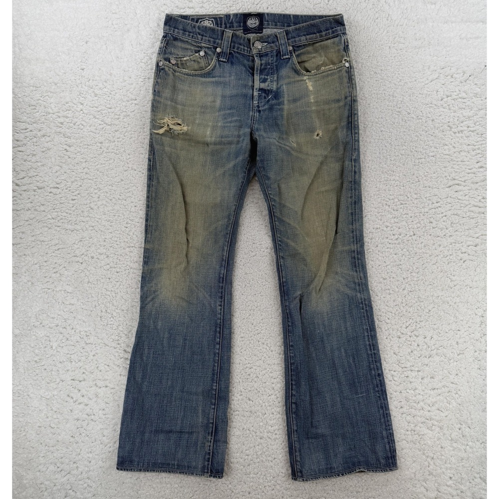 Rock & Republic Jeans Mens 33x32 Blue Bootcut Distressed Denim Pants USA Y2K